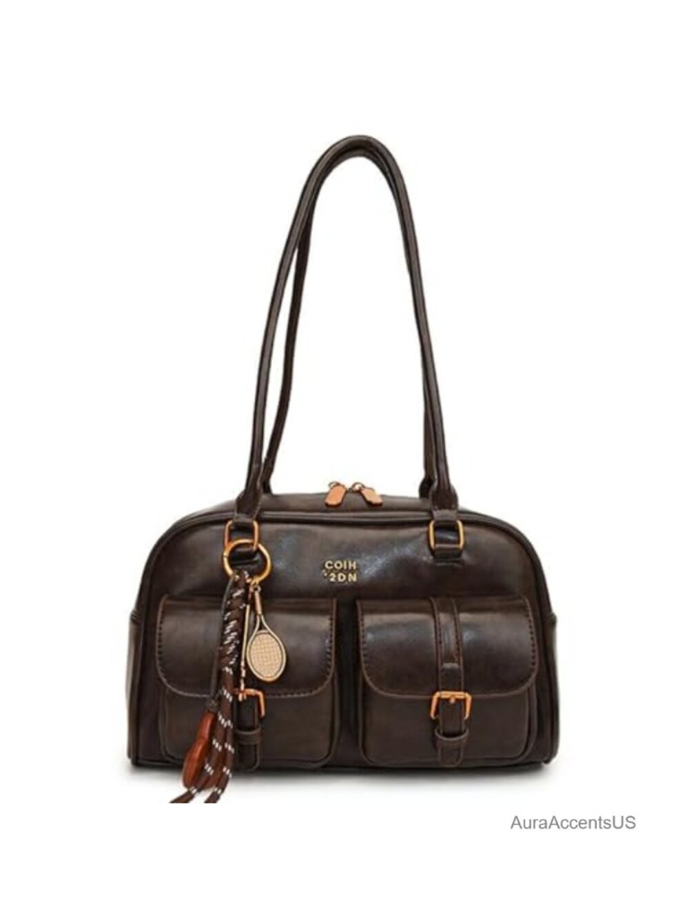 Y2k Hobo Shoulder Bag PU Leather Top Handle Tote Multiple Pockets